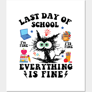 Last Day Of School-End Of School Year-I Survived Funny Cat Posters and Art